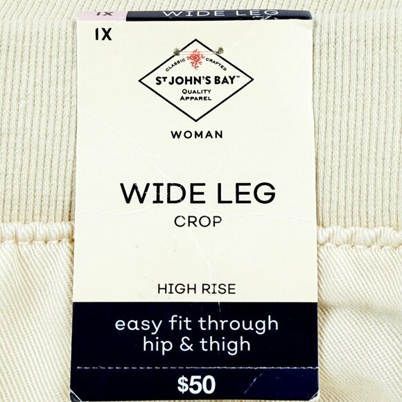 St. Johns Bay Women's Pull-on Wide Leg Easy Fit High Rise Birch Crop Pants 1X NW - Picture 5 of 10
